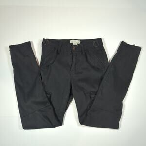 H&M L.O.G.G. Black Utility Cargo Pants Zip Ankle Buckle Waist Size 4